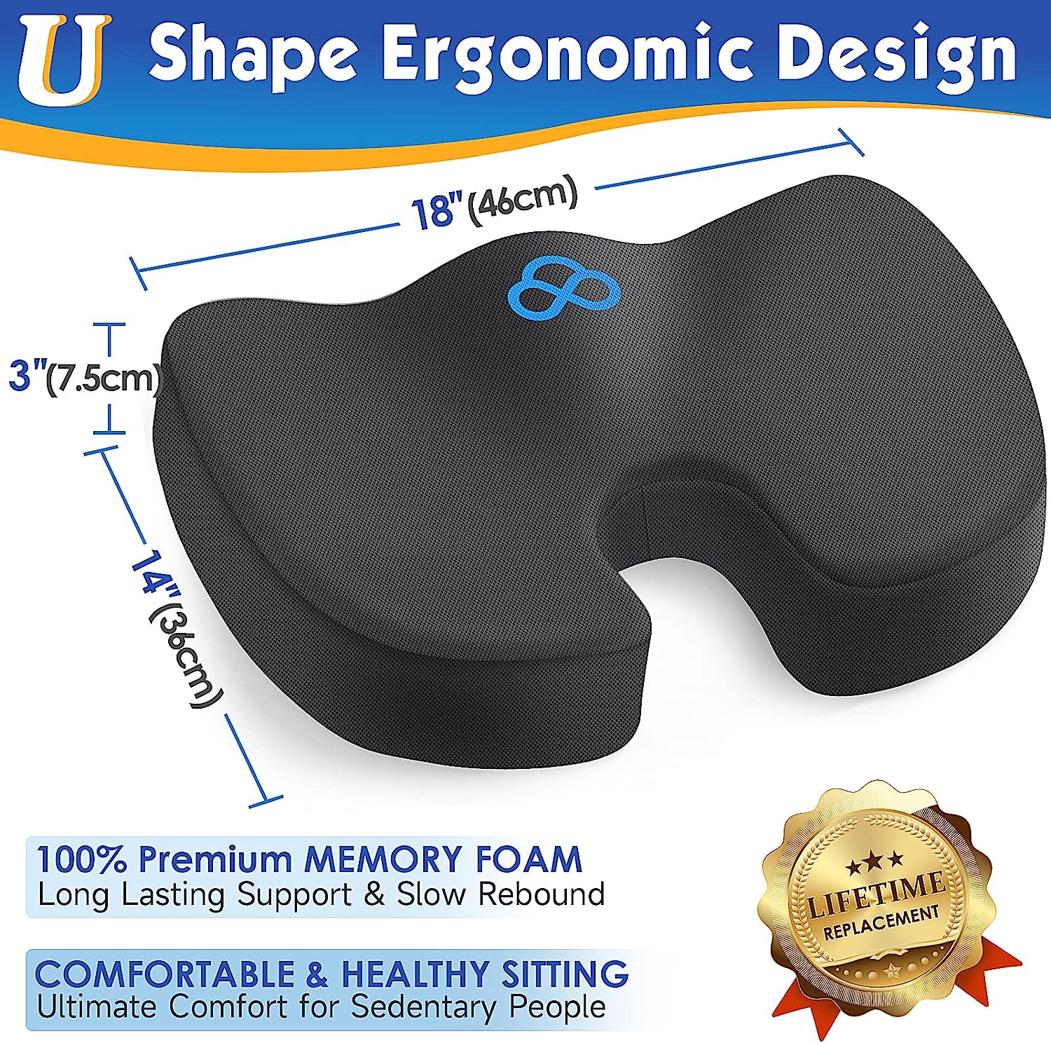 TushGuard Seat Cushion for Office Chair Memory Foam Non-Slip Desk Chair Cushion Back, Coccyx, Sciatica, Tailbone Pain Relief Butt Pillow for Office Chair, Car, Wheelchair, Black - Image 7